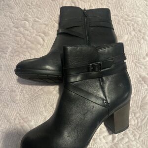 Clarks Black Ankle Boots with Buckle Detail